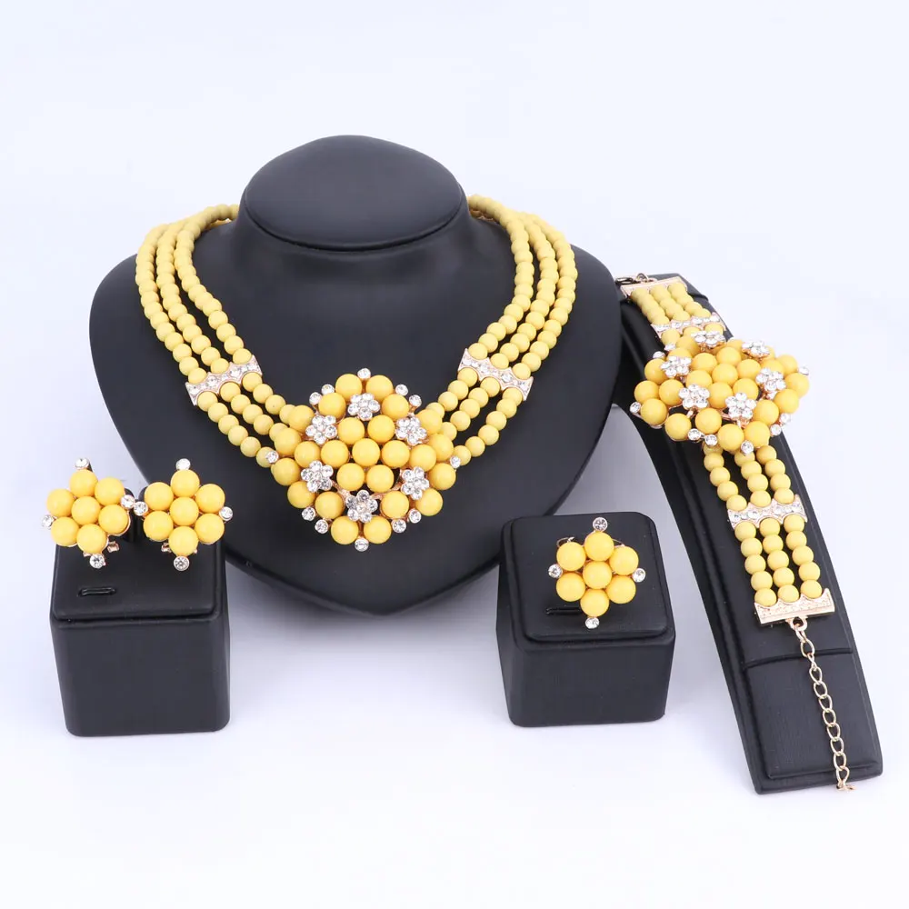 Nigeria Wedding African Beads Jewelry Set 6 Color Crystal Choker