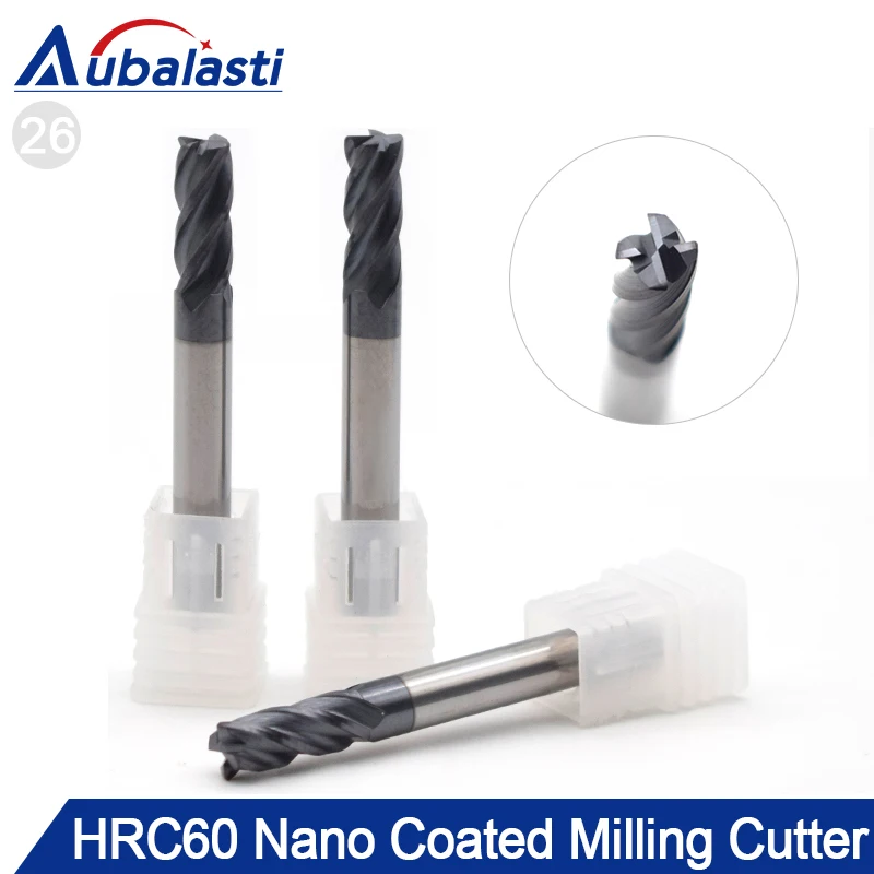 

Aubalasti HRC60 4 Flutes Round Nose Solid Carbide End Cutter CNC Router Bits Tools CNC Milling Cutter Bits forMetal Cutting