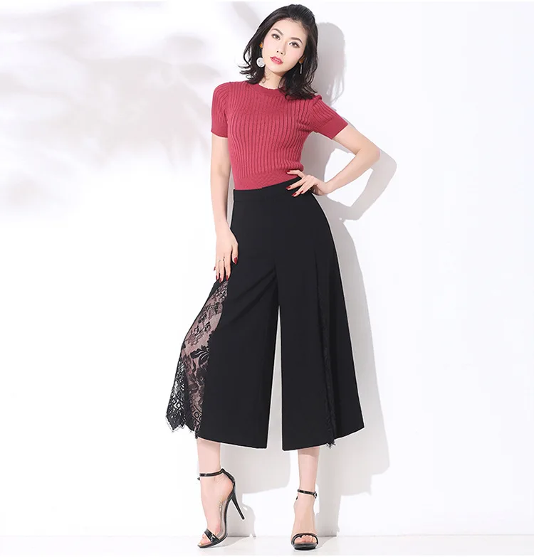 Women's high waist wide leg pants 2018 summer cotton Large