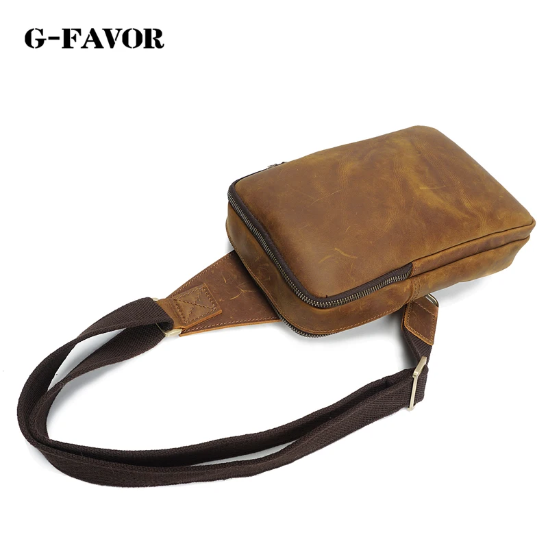 

New Arrival Cow Genuine Leather Chest Bags Men Vintage famous brand Messenger Bags Multi-functional Handcraft Tote Bags