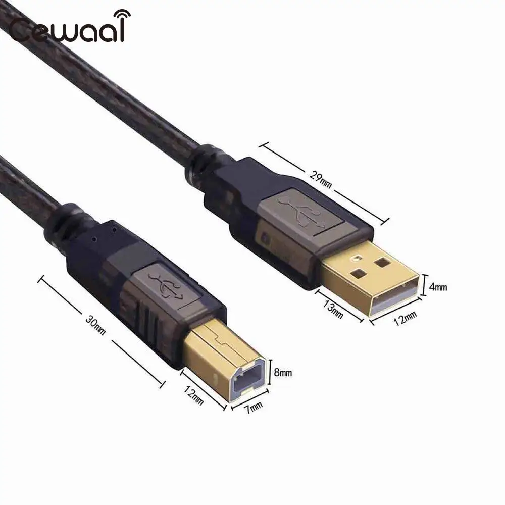 CEWAAL 10 м USB 2 0 A к B штекер позолоченный Дата кабель для принтера подключение