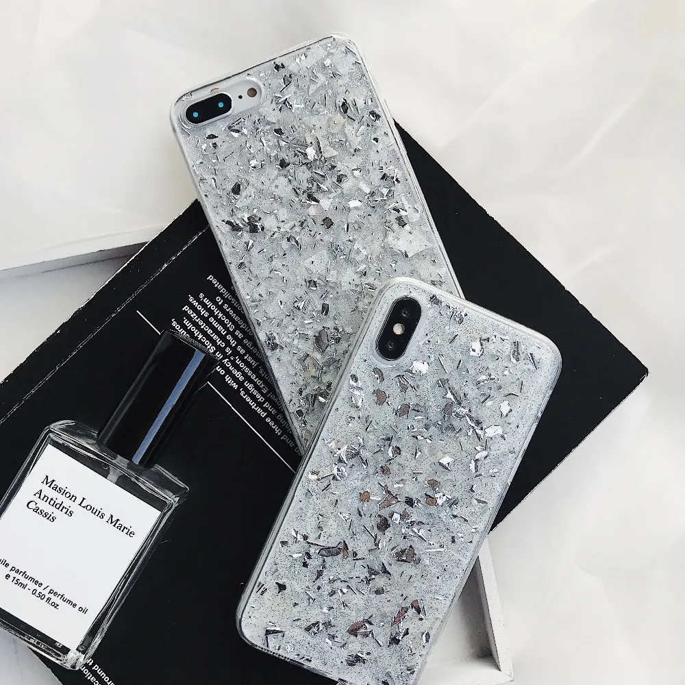 Cute Silver Foil Glitter Dream Phone Shell Pattern Glossy Case For iPhone X XR XS Max 7 6 6S 8 Plus Soft TPU Silicone Back Cover |
