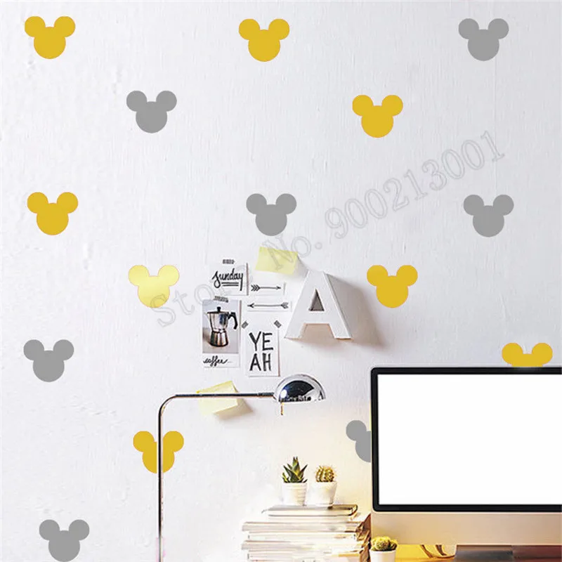 

Mickey Mouse Head Pattern Kidsroom Wall Decoration Vinyl Art Removeable waterproof Wall Sticker Ornament Decals Mural LY994