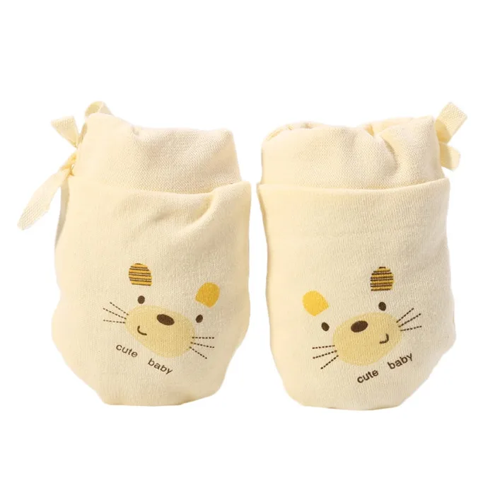 1 пара Детские против царапин хлопчатобумажные перчатки новорожденный защиты лица к царапинам варежки 0-3 м - Цвет: Цвет: желтый