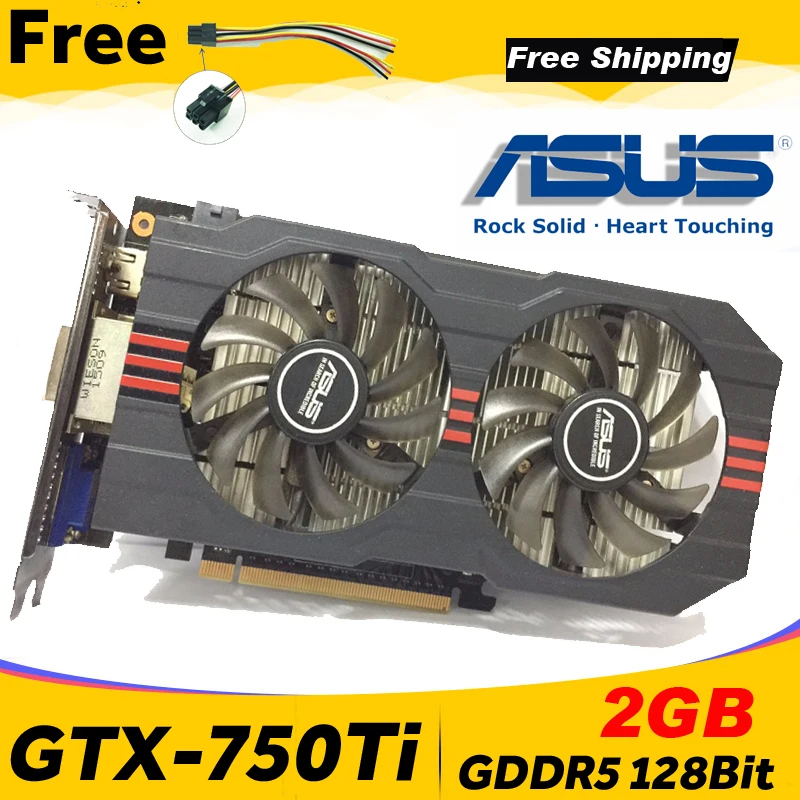 

Asus GTX-750TI-OC-2GB GTX750TI GTX 750TI 2G D5 DDR5 128 Bit PCI Express 3.0 computer Video card HDMI PC Desktop Graphics Cards