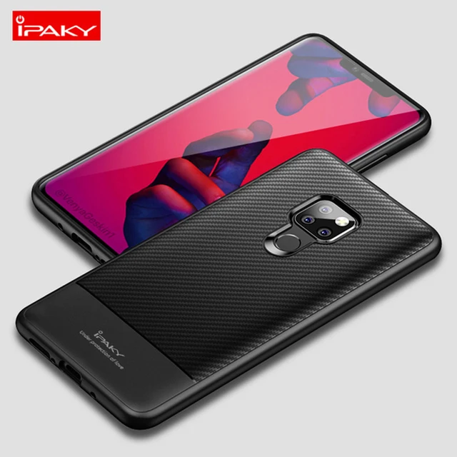 IPAKY Carbon Fiber Phone Cases For Huawei Mate 20 Pro Soft TPU Back