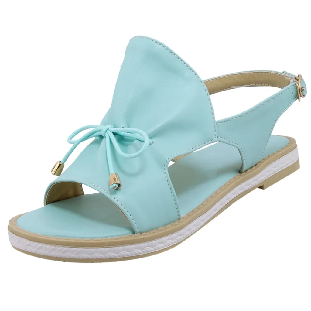 

Women's Sandals Fashion Shoes Summer Women Ladies Belt Decorative Round Flat Comfortable Causal Sandals For Ladies Women