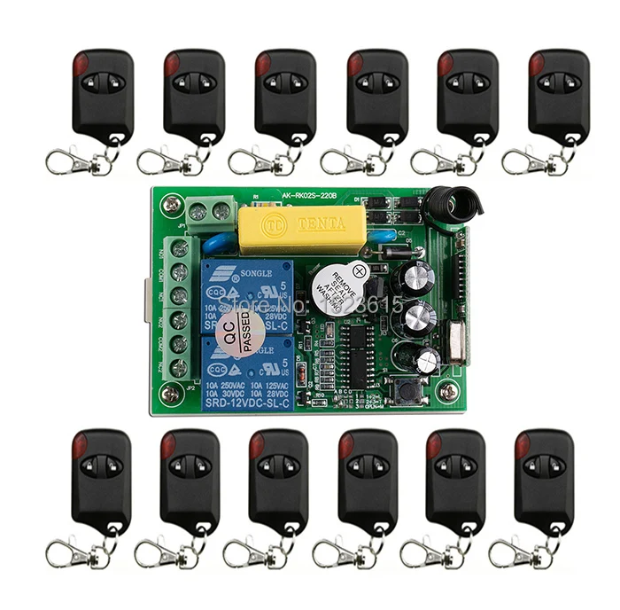 

AC220V 2CH 10A RF Wireless Remote Control Switch System 12* cat eye transmitter & 1 *receiver relay Receiver Smart Home Switch