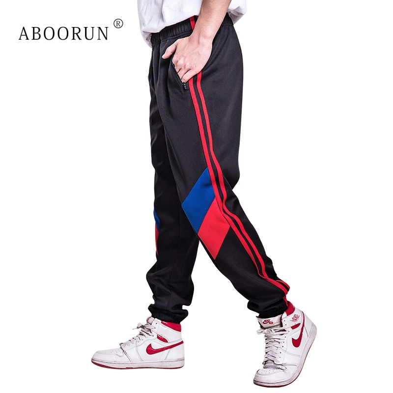 

ABOORUN Men's Fashon Joggers Hip Hop Patchwork Pencil Jogger Pants Pure Cotton Long Trouserrs Streetwear for Male x1692