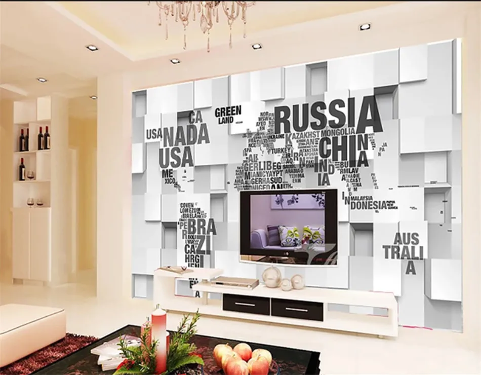 Современные обои 3D Черно-белый мир плакат в виде карты обои s для гостиной спальни 3D ТВ фон настенные фрески домашний декор