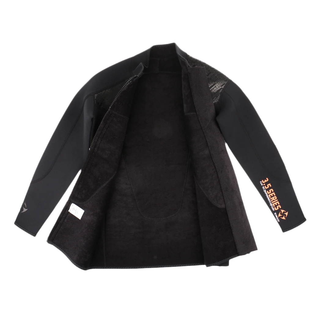 3MM Black Neoprene Long Sleeve Wetsuit for Men Front Zipper Jacket Top Surf Diving Swimming Snorkeling Water Sports Accessories