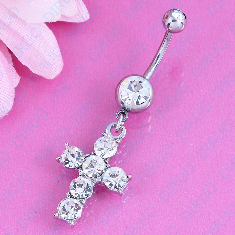 Free Shipping 2Colour Cross belly navel ring Body Piercing Jewelry