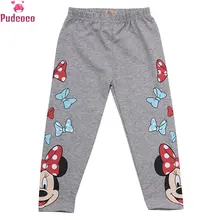 Хлопковые Штаны с принтом Минни для девочек от 2 до 6 лет леггинсы для маленьких девочек Классические леггинсы для малышей детские брюки для девочек