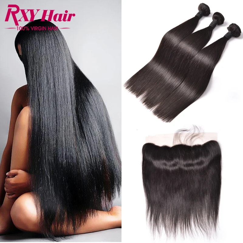 

Straight Indian Virgin Hair With Closure Full Frontal Lace Closure13x4 With Bundles Ear To Ear Lace Frontal Closure With Bundles