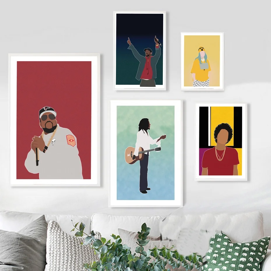 

Minimalist Singer Big Boi Big Sean Billie Eilish Bob Marley Bruno Mars Art Canvas Poster Pictures for Living Room