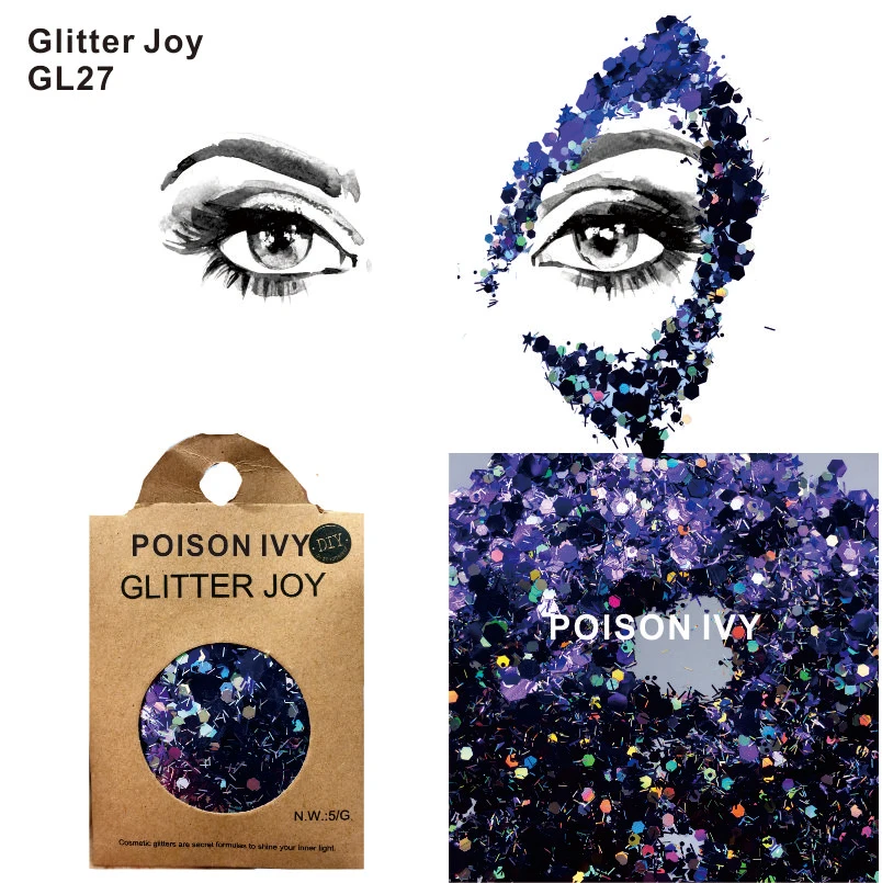 

GL27 one pack of Poison Ivy Party Face Glitter Paillette Party Make Up Cosmetic Glitters Body Carnival Decor