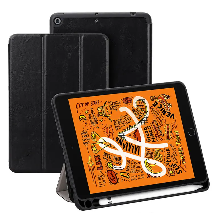 

Case For New iPad mini 5 7.9 inch 2019 With Pencil Holder Smart Leather Cloth Texture Silicone Case For iPad mini 5 Funda