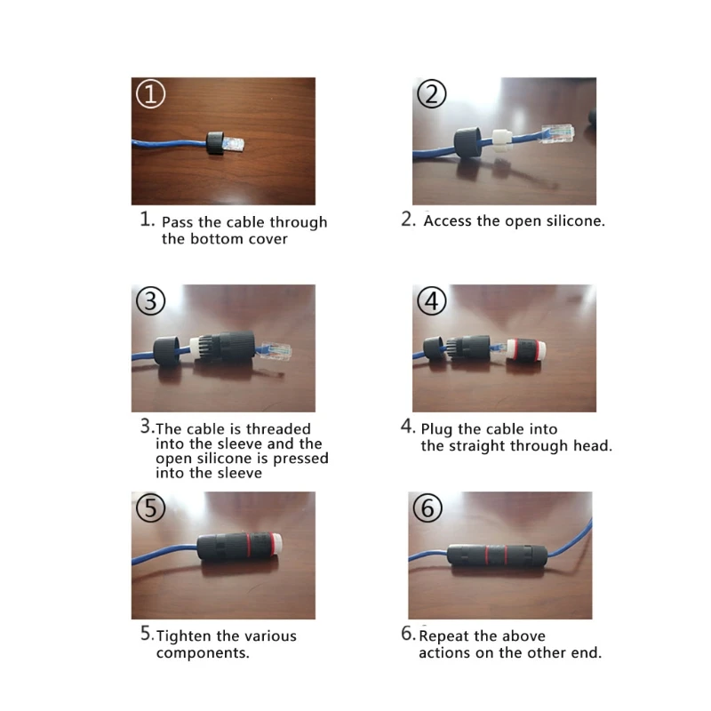 Водонепроницаемый RJ45 соединительный кабель сетевой адаптер с двойной головкой Соединительный удлинитель