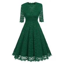 Осенне-весеннее женское платье большого размера, милое кружевное однотонное платье до колена с рукавом средней длины, Новое сексуальное Повседневное платье с v-образным вырезом, Vestido