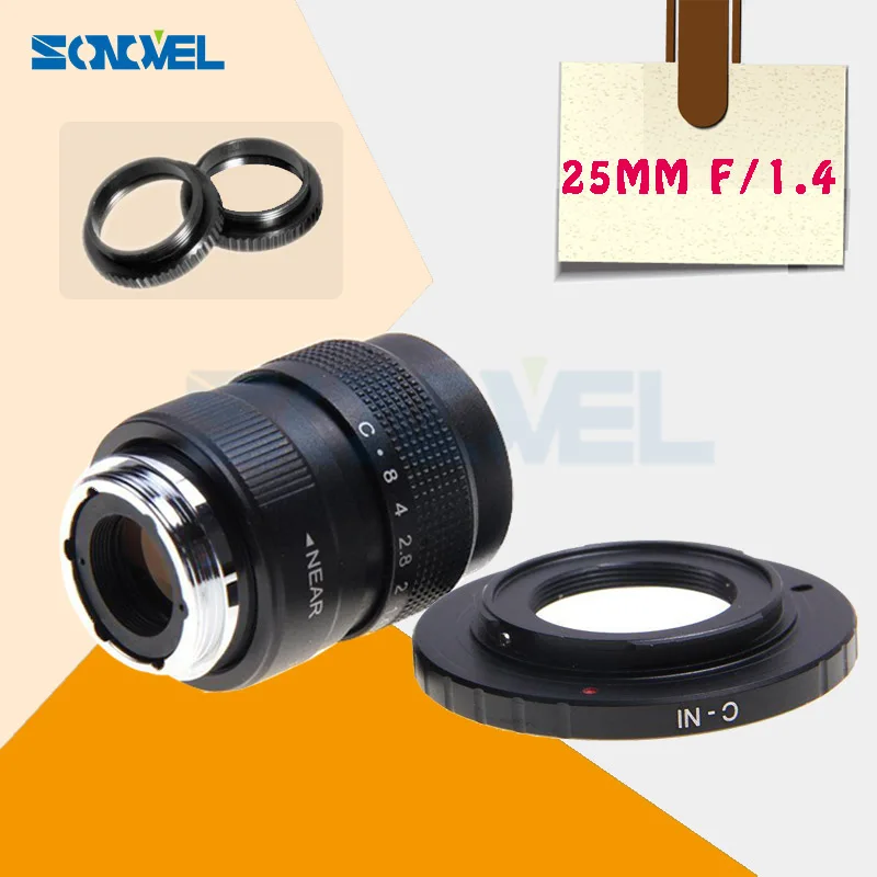 25mm F1.4 Cctv Tv Movie Lens+c Mount For Nikon 1 Aw1 S2 J5 J4 J3 J2 J1