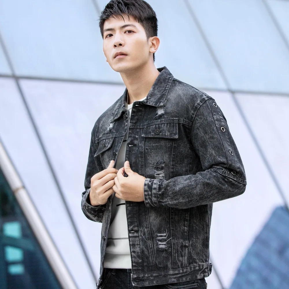 

classic fashion men's cotton washed jean jacket denim coat