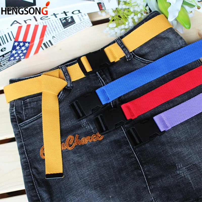 

Adults Adjustable All-Match Belt Unisex Korean Style Canvas Buckle Belts Harajuku Solid Color Long Belts 116cm