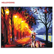 YH175 DIY Ручная роспись маслом романтическая уличная цифровая живопись по номерам Масляные картины китайские картины-свитки домашний декор