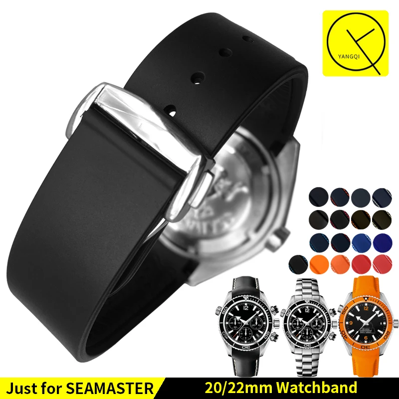 Diving Curved End Silicone Rubber Watch Straps Deployment Buckle For Diving Curved End Silicone Rubber Watch Straps Deployment Buckle For Omega Seamaster Ocean Strap 20mm 22mm Bracelet Watchband