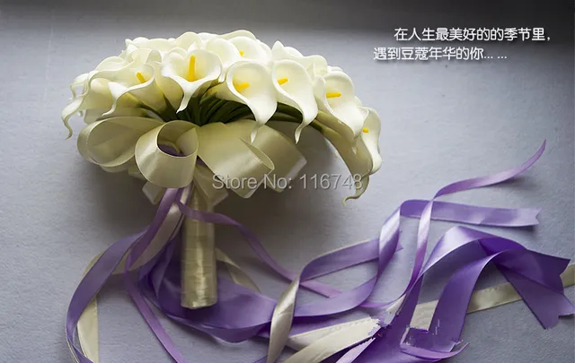 3 Color Beautiful 40pcs Artificial Flowers White Calla Lily Long