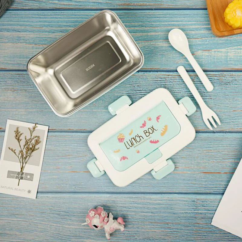 ONEUP Ланч бокс из нержавеющей стали Ins мультфильм 900 мл Bento Box экологичный контейнер