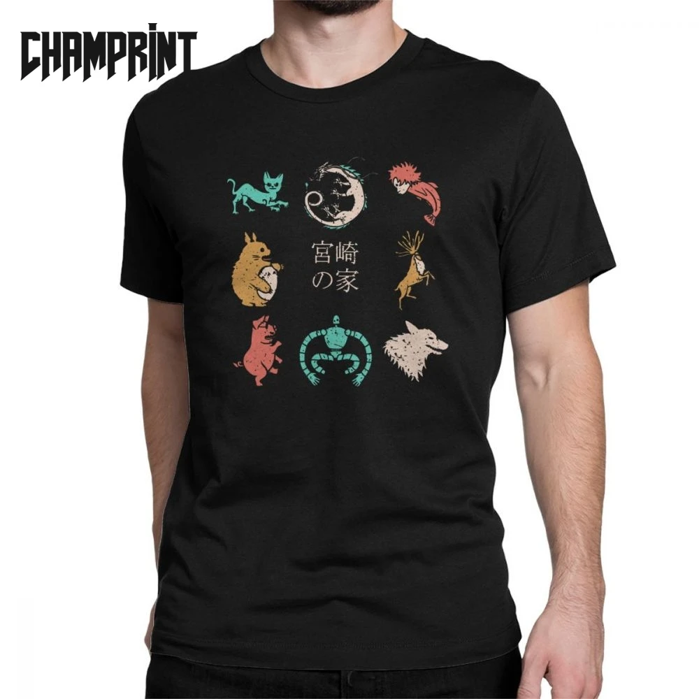 House Of Miyazaki T-Shirt Мужская футболка из 100% хлопка Hayao Manga Japan No Face Studio Ghibli Totoro с коротким рукавом House Of Miyazaki T-Shirt Мужская футболка из 100% хлопка Hayao Manga Japan No Face Studio Ghibli Totoro с коротким рукавом