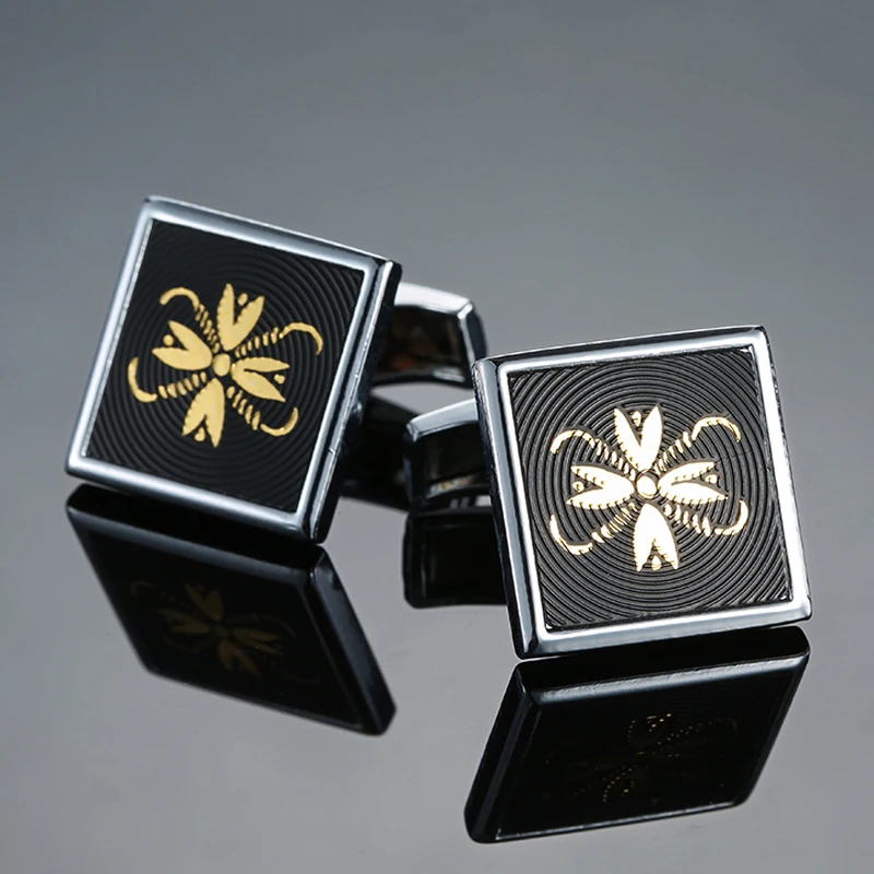 DY новый сплав Черный квадрат золото бабочка цветок Запонки мужские французские рубашки манжеты с запонками