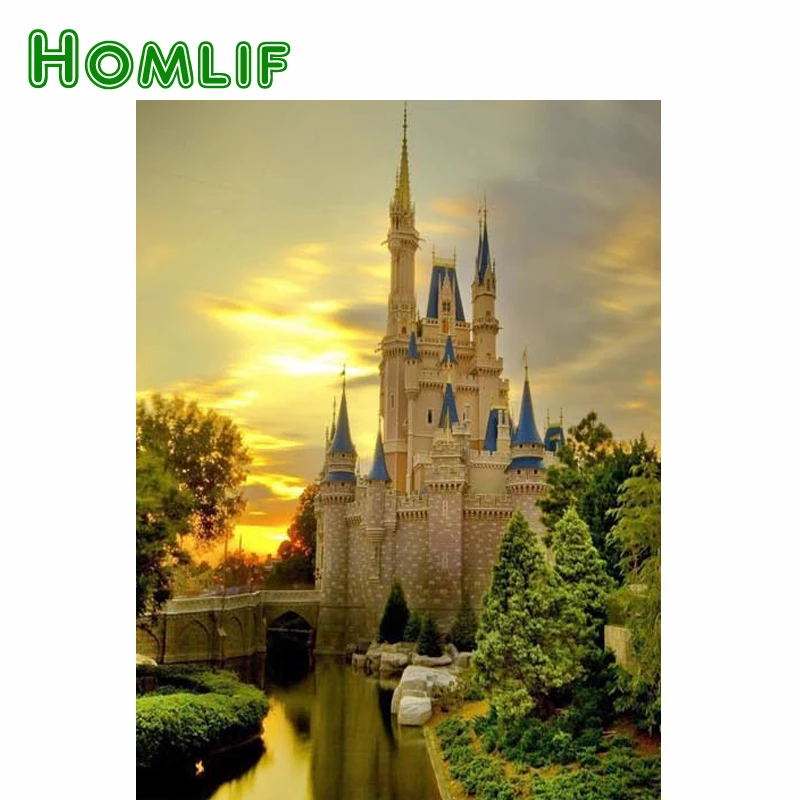 HOMLIF Новинка 5D &quotсделай сам&quot Алмазная мозаика замок картина Стразы Кристальный