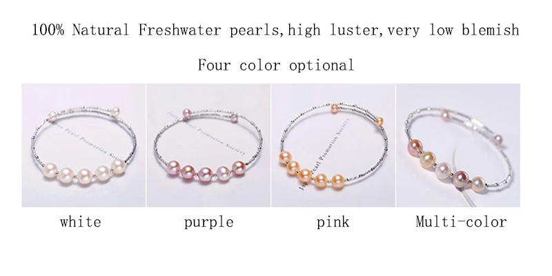 925 sterling silver tube beads pearls elastic memory bangles (13)