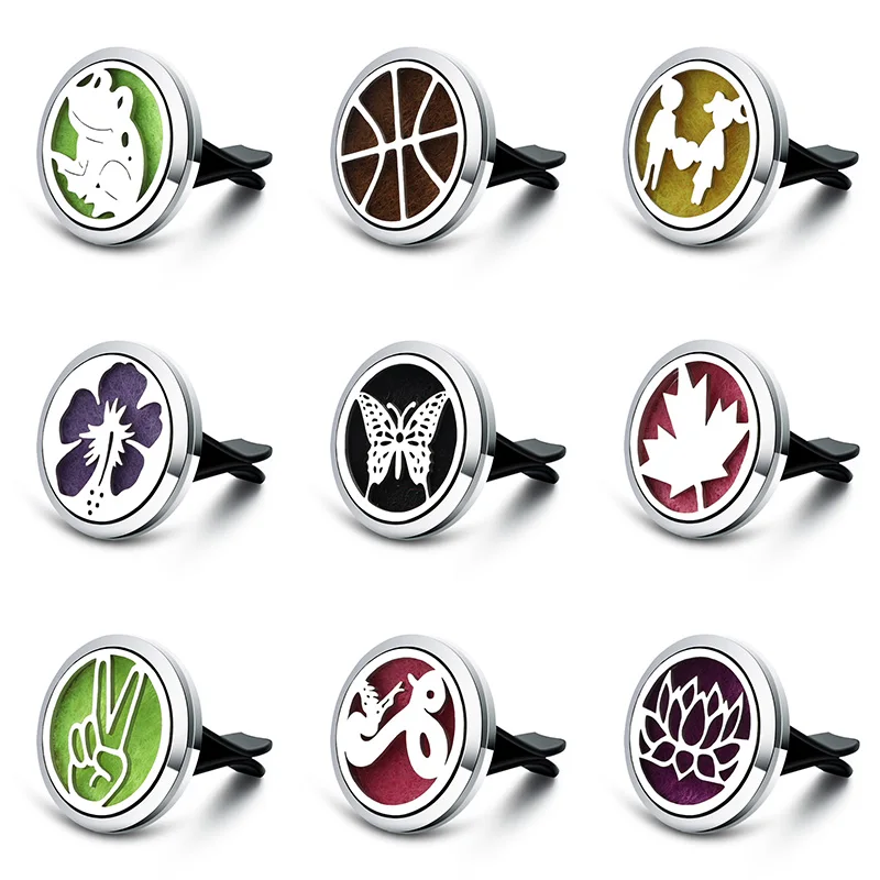 

New Various Graphic Designs Aromatherapy Jewelry Car Air Freshener Essential Oil Diffuser Pendants Car Vent Clip Perfume Lockets