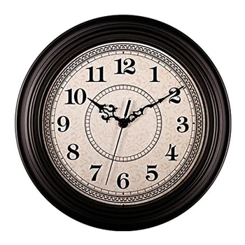 

Silent Non-ticking Round Contemprary Antique Wall Clocks (12 Inches) Decorative Vintage Style,Black