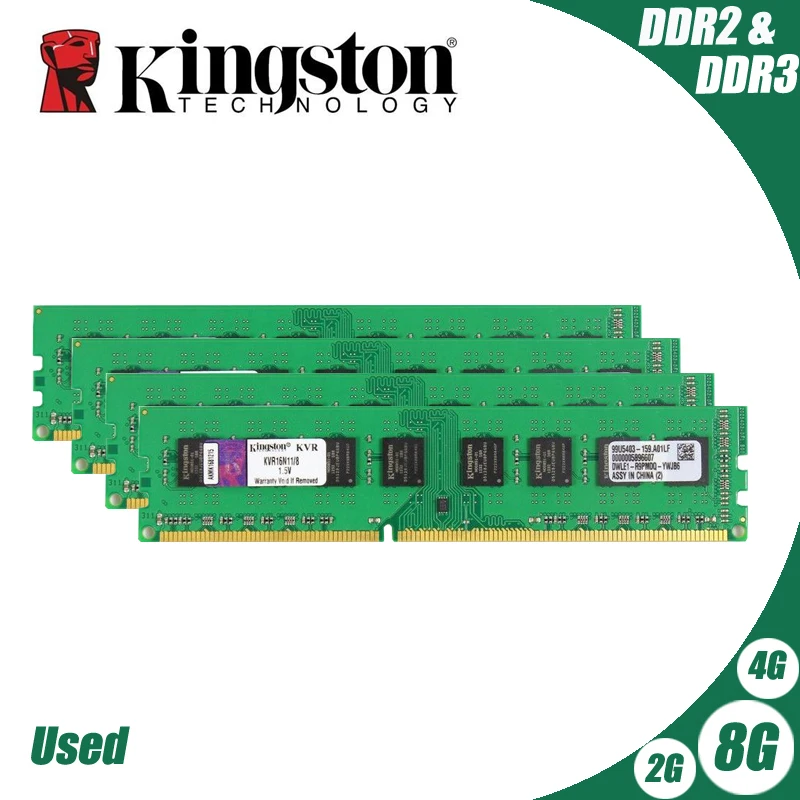 

Used Kingston Desktop PC Memory RAM Memoria Module DDR2 800 667 MHz PC2 6400 8GB 4GB 2GB 1GB DDR3 1600 1333 PC3-10600 12800