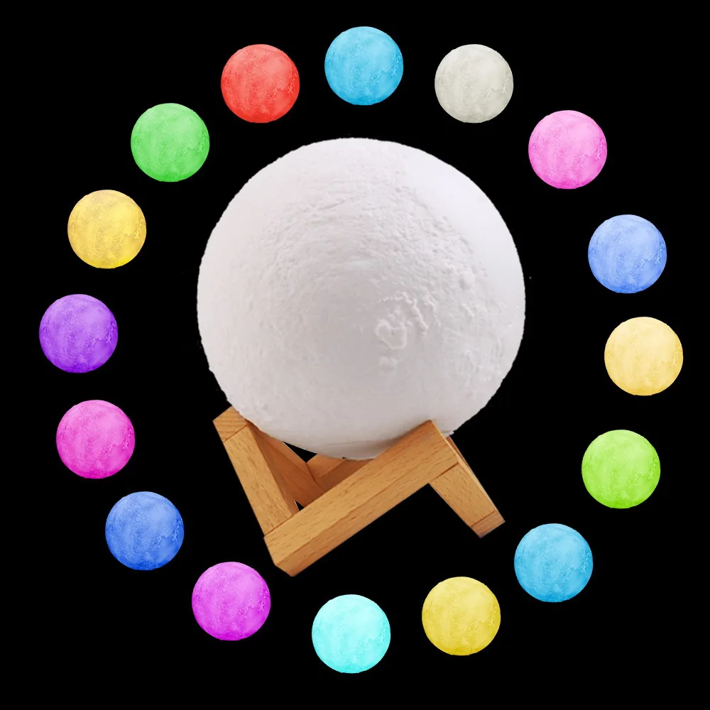 

Rechargeable 3D Print Moon Lamp Color Change WIFI Alexa Touch Switch Moon Light rgb Led Night Light Home Decor Creative Gift