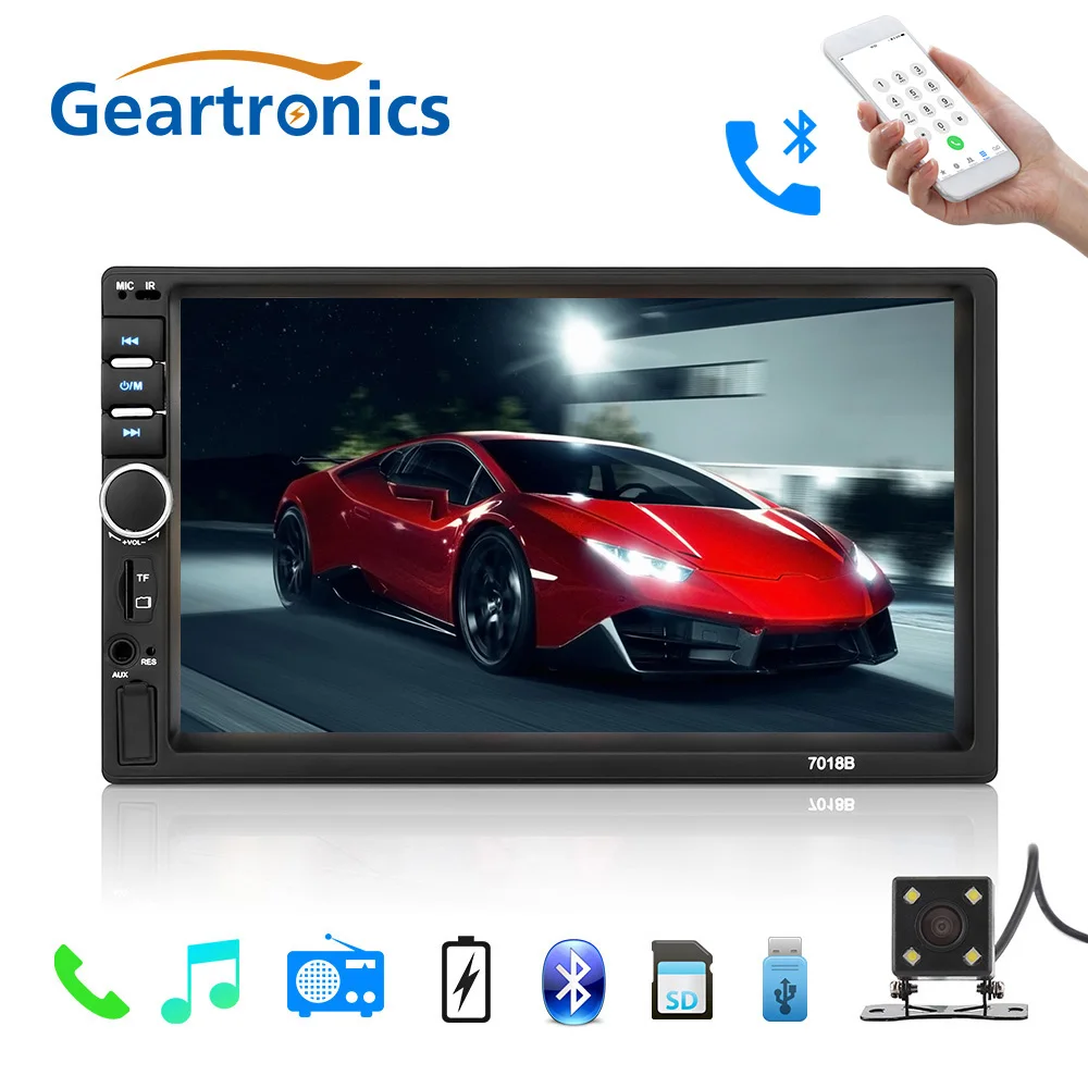 

2 Din 7'' inch LCD Touch screen car radio player support multiple Languages Menu BLUETOOTH hands free rear view camera car audio