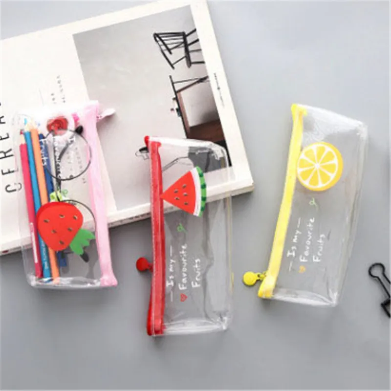 

High Quality Large Capacity Waterproof Pencil Case Transparent PVC Pen Box School Supplies Storage Pouch Free Shipping