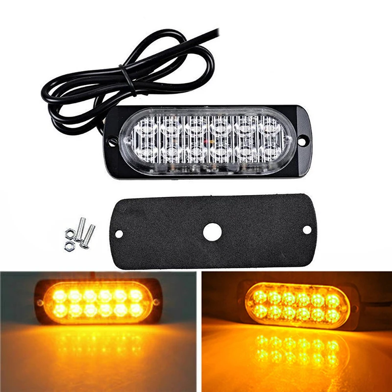 

DC 12-24V 36W Yellow 12LED Flash Strobe Light Bar Car Trucks Emergency Beacon