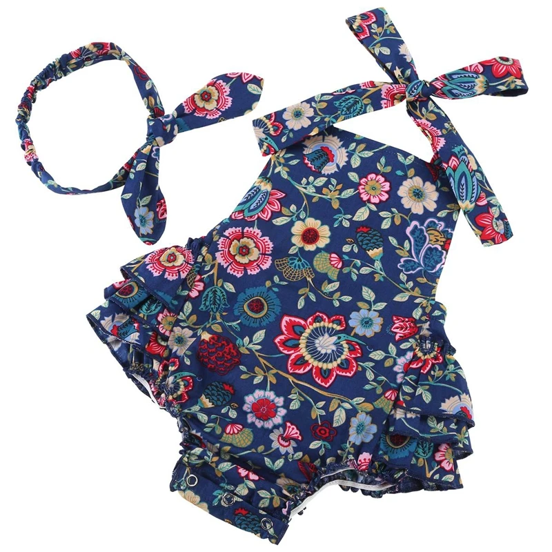 Infant Cotton Rosette Ruffled Newborn Baby Girl Clothes Set Summer 2017,Bubble Toddler Girl Baby Rompers Headband Roupas De Bebe Baby Clothing Set