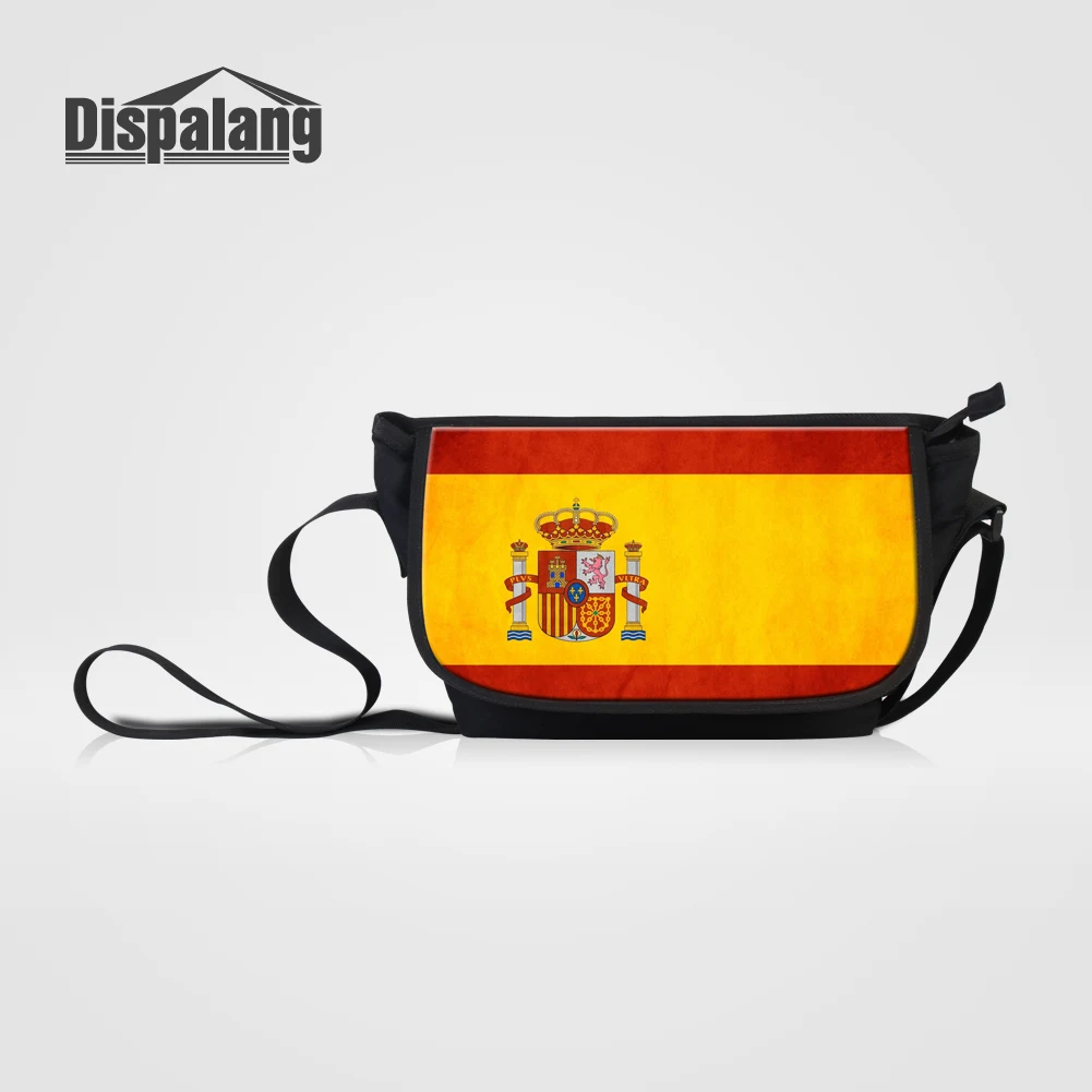 Dispalang Men Casual Crossbody Bags Spanish Flag Printing Messenger Bag