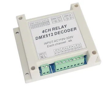 

high quality 1 pcs DMX-RELAY-4CH dmx512 relays decoder controller use for led lamp led strip lights input AC110-220V