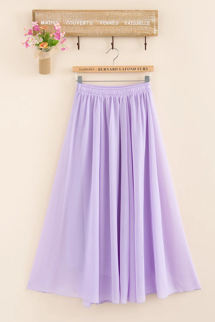 Женские длинные плиссированные юбки модные пляжные стильная шифоновая юбка для женщин Европа Америка Стиль летние юбки - Цвет: Light Purple 5024