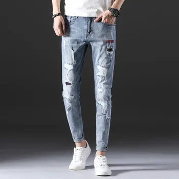 

2019 Real Promotion Fake Designer Clothes Mens Side Fit Denim Jeans Hip Hop Streetwear Color Plus Size Slim Lightweight For Men