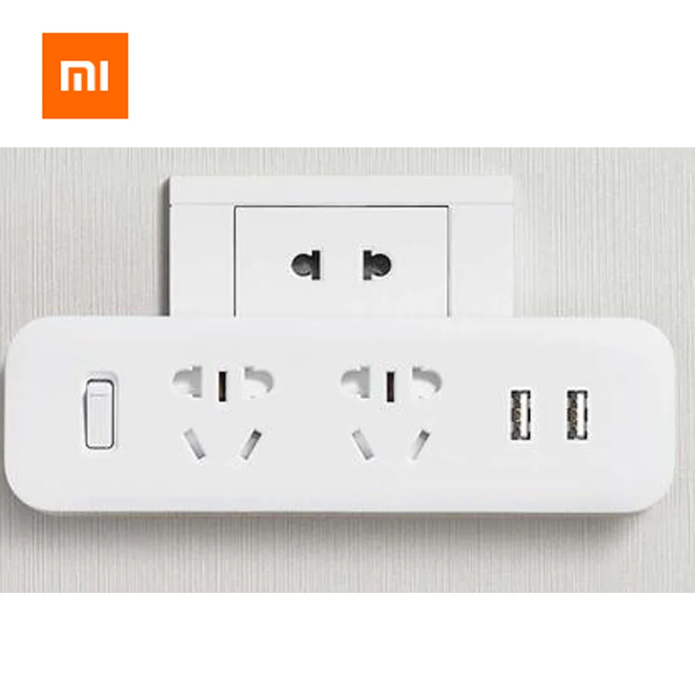 Xiaomi Mijia Преобразователь мощности портативный адаптер пробки для домашнего офиса 5 в 2.1A 2 розетки 2 USB быстрая зарядка умный дом