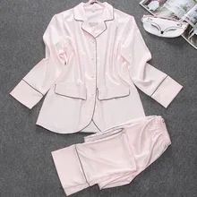 VS женская пижама клетчатая Пижама весна-осень с v-образным вырезом Женская хлопковая Ночная пижама с длинным рукавом Сексуальная ночная рубашка M L XL JC5188