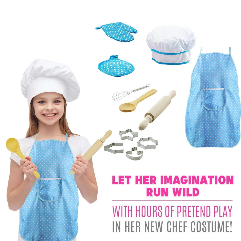 

Hot sale making pastry Chef Costume Set for Kids Girls Cooking Game for Kids Girls Baking Set Baking clothes apron #25/4