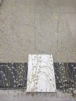 

high qualith African tulle net lace fabric SH-196 particular glued glitter with sequins